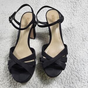Schutz Keefa Nobuck Preta Platform leather Sandal Heels Black size 9